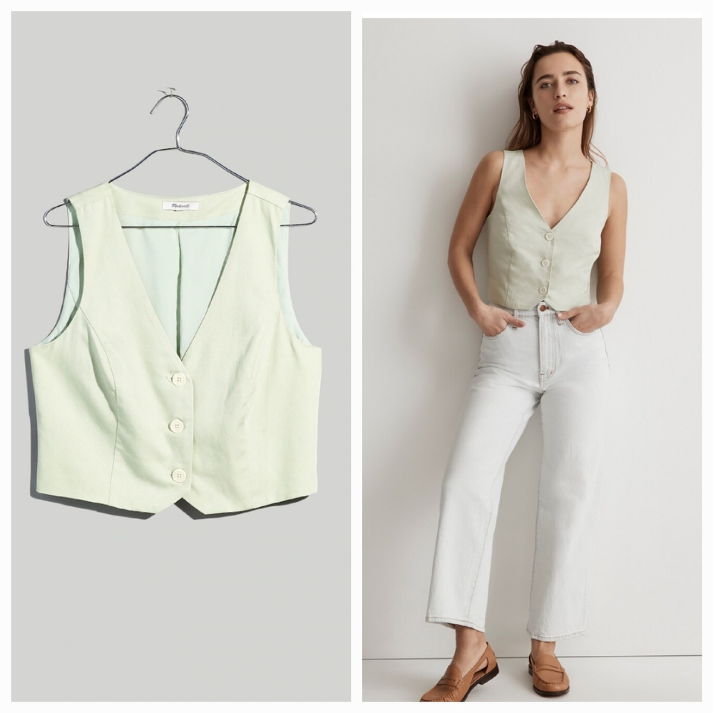 Everlane Light Green Button-Up Vest